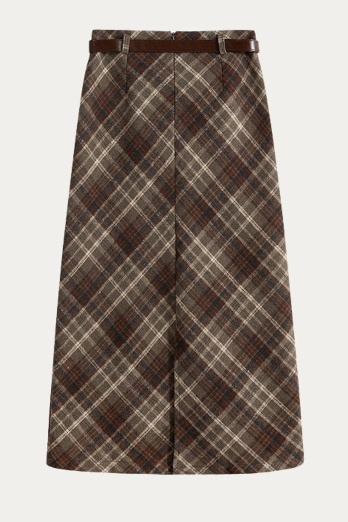 Ferelith Brown Plaid Midi Skirt