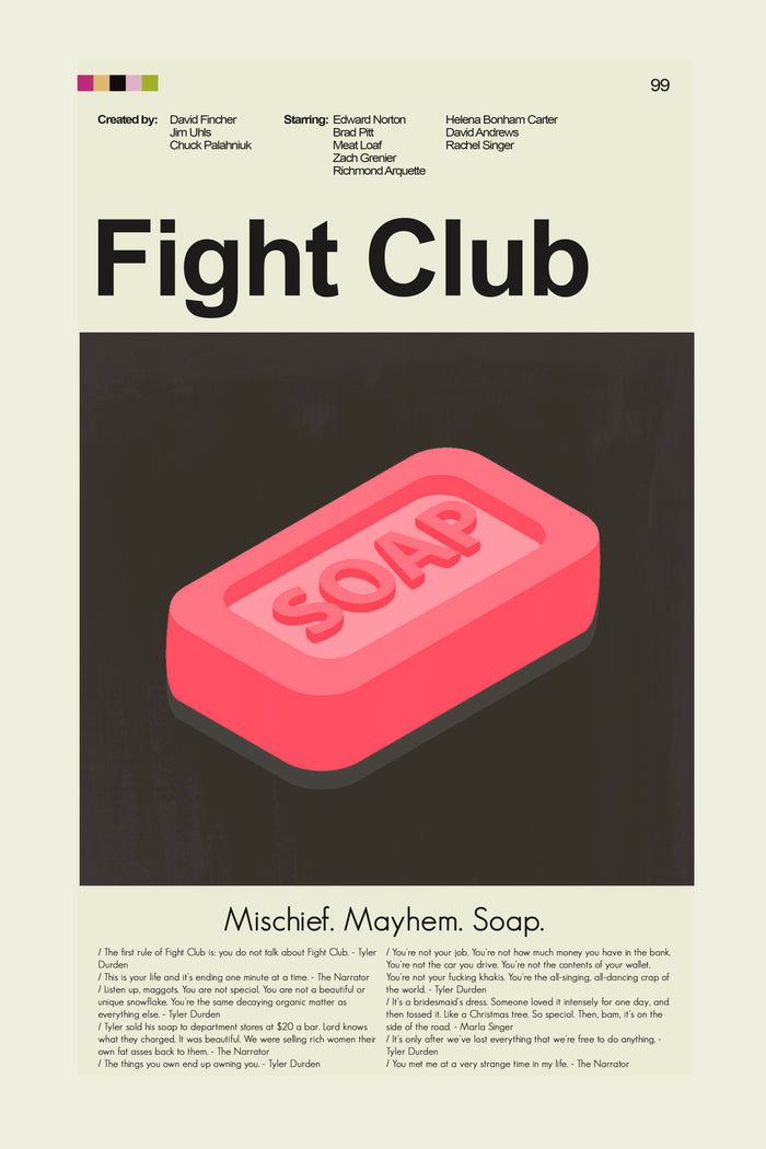 Fight Club Inspired Mid-Century Modern Print | 12"x18" or 18"x24" Print only
