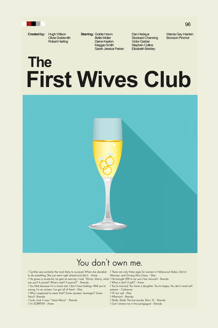First Wives Club - Champagne Glass with Rings | 12"x18" Print Only