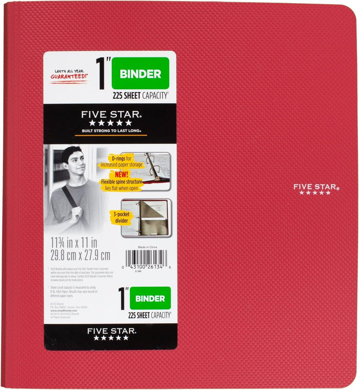 Five Star Binder, 1" D-Ring, Includes 3-Pocket Divider - Office R Us Lagos