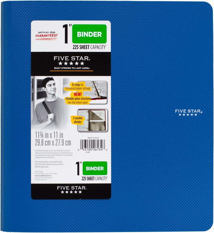 Five Star Binder, 1" D-Ring, Includes 3-Pocket Divider - Image 3 - Office R Us