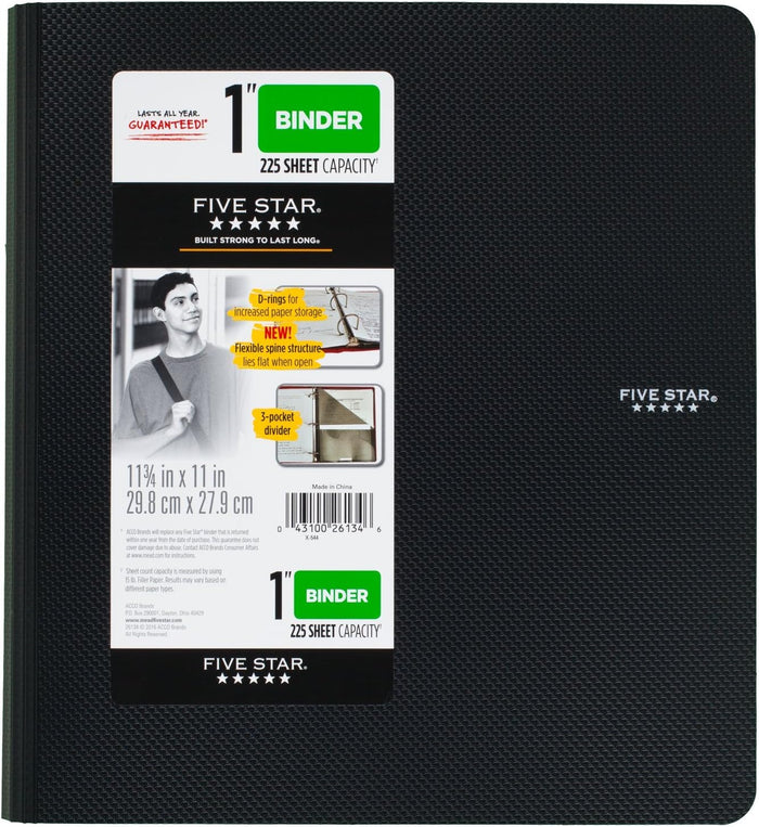 Five Star Binder, 1" D-Ring, Includes 3-Pocket Divider - Image 4 - Office R Us