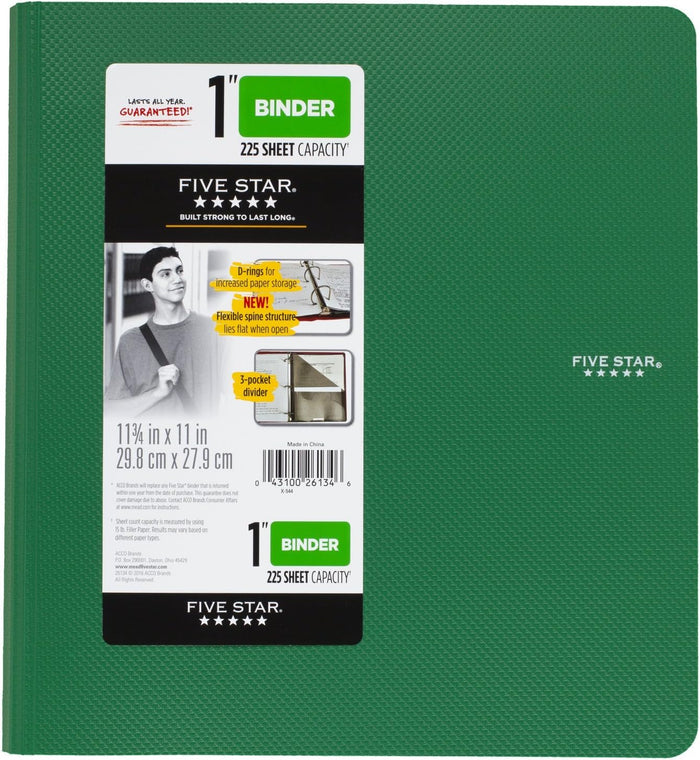 Five Star Binder, 1" D-Ring, Includes 3-Pocket Divider - Image 6 - Office R Us