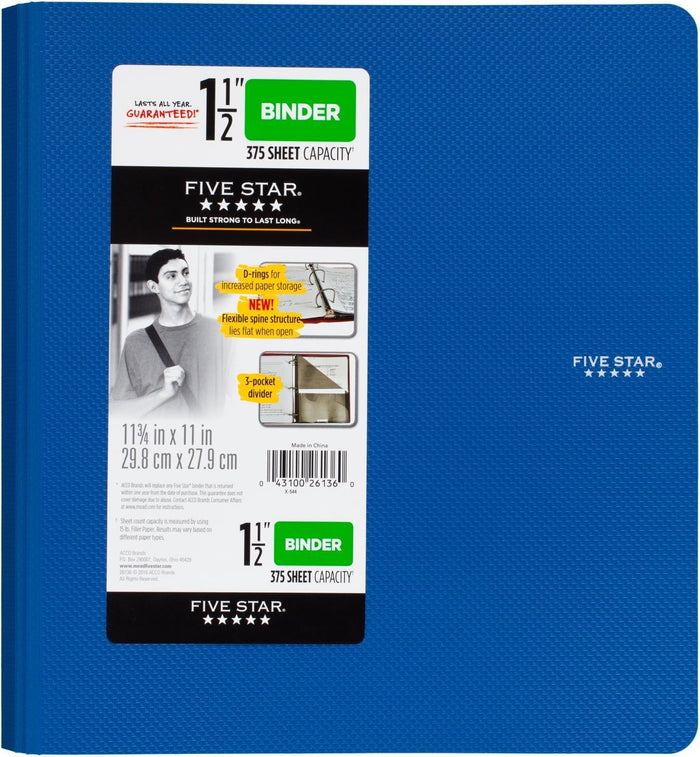 Five Star Binder, 1.5" D-Ring, Includes 3-Pocket Divider - Office R Us Lagos