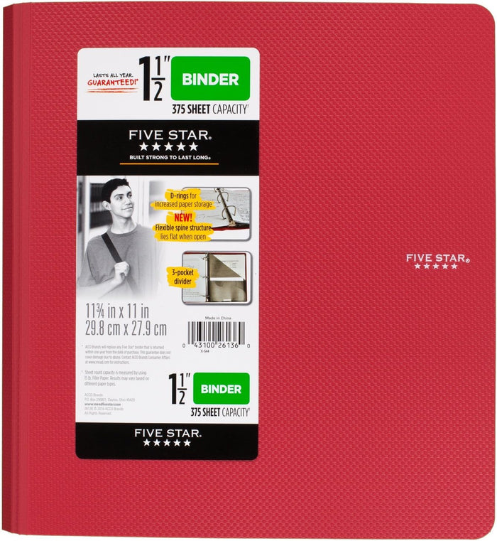 Five Star Binder, 1.5" D-Ring, Includes 3-Pocket Divider - Image 5 - Office R Us