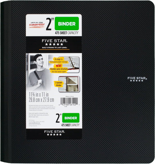 Five Star Binder, 2" D-Ring, Includes 3-Pocket Divider - Office R Us Lagos