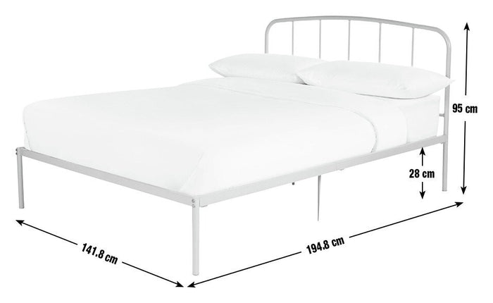 Freja Double Metal Bed Frame - Silver | Bedroom Furniture for Teen or Guest Room