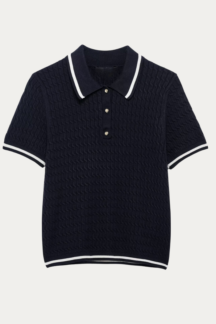 Gale Black Knit Polo Shirt
