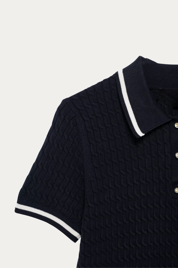 Gale Black Knit Polo Shirt