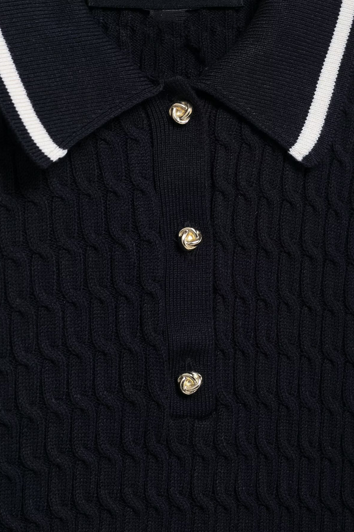 Gale Black Knit Polo Shirt