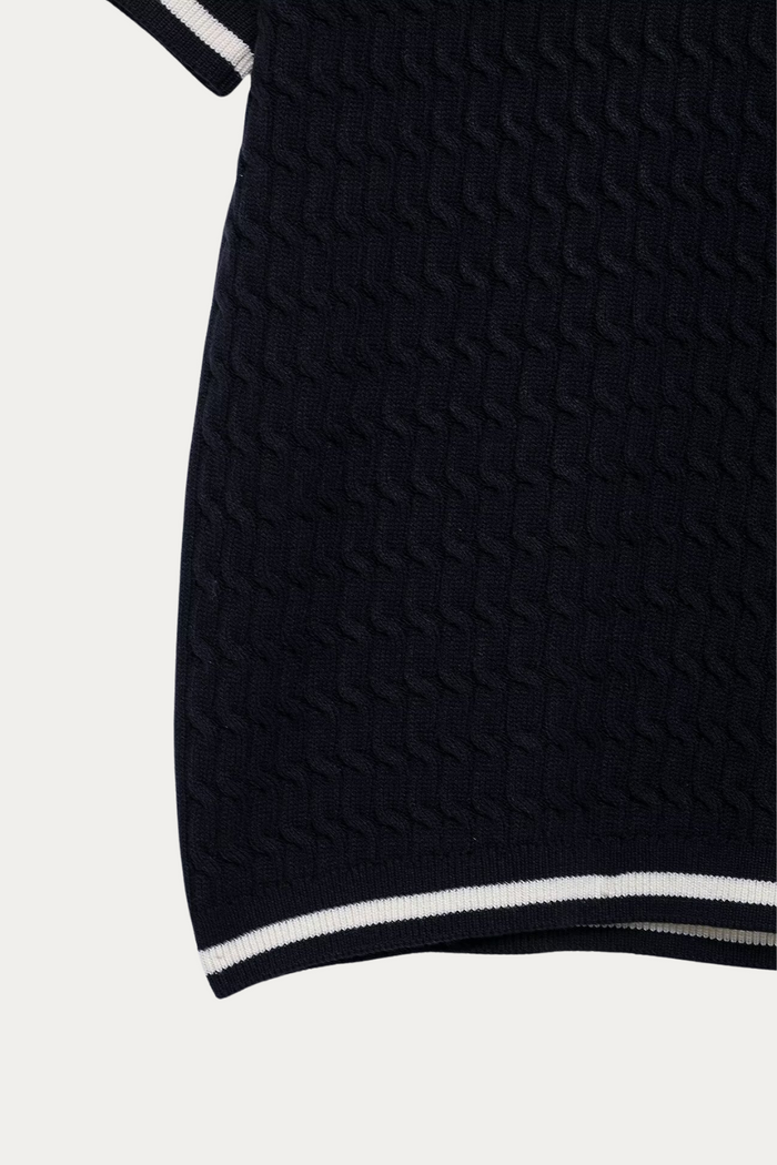 Gale Black Knit Polo Shirt