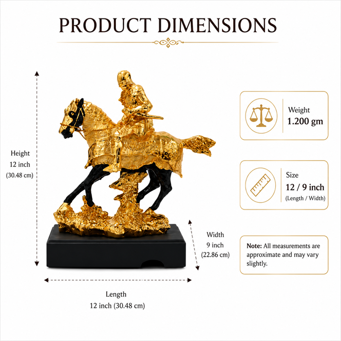 golden resin knight statue designed for home or office decor