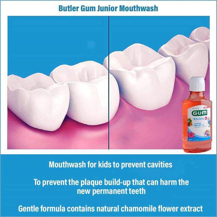 GUM Junior Mouthwash 6+ Years 300ml - Strawberry Flavor (3020ME), Mouthwash