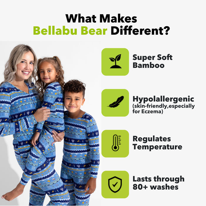 Hanukkah Fair Isle Adult Bamboo Sherpa Bathrobe