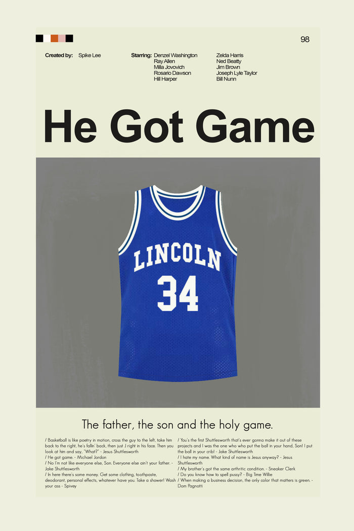 He Got Game Inspired Mid-Century Modern Print | 12"x18" or 18"x24" Print only