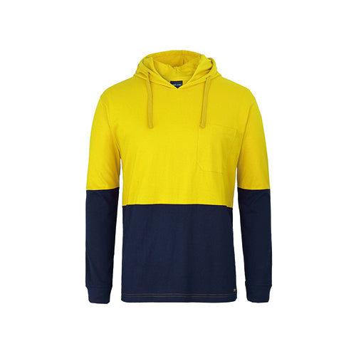 Hi Vis Long Sleeve Cotton T-Shirt with Hood | 6HCTL
