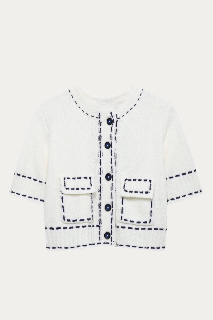 Hilary Knitted Short Sleeve Button Up