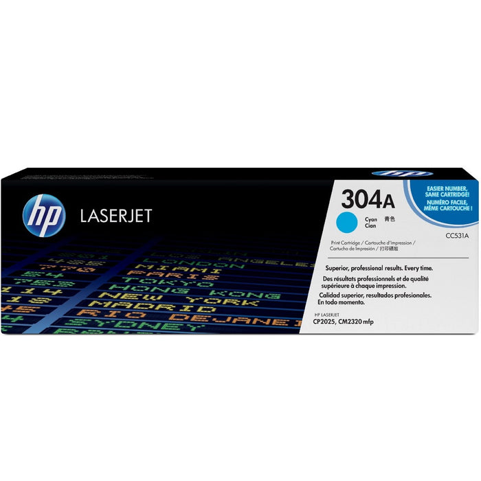 HP 304A Cyan Original LaserJet Toner Cartridge Page Yield 2800 CC531A
