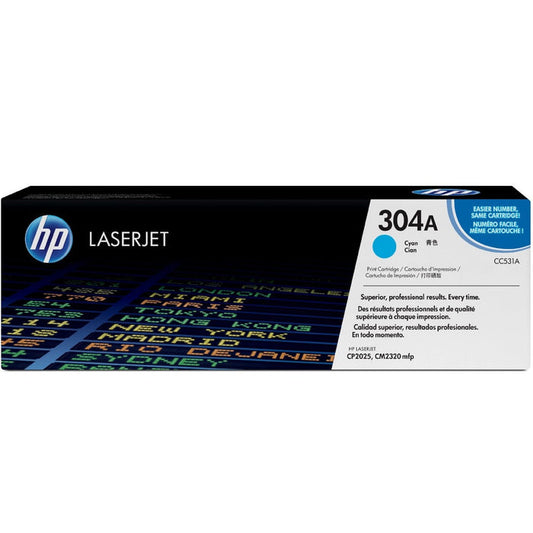HP 304A Cyan Original LaserJet Toner Cartridge Page Yield 2800 CC531A