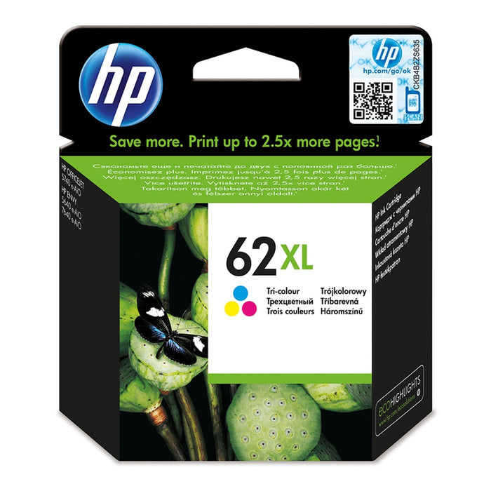 HP 62XL High Yield Tri-colour Original Ink Cartridge - C2P07AE
