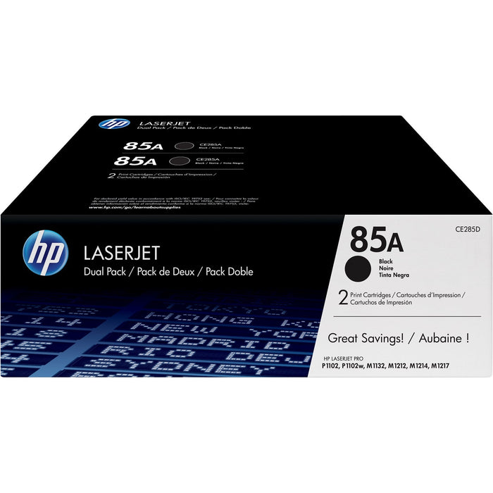 HP 85A 2-pack Black Original LaserJet Toner Cartridges - CE285AD