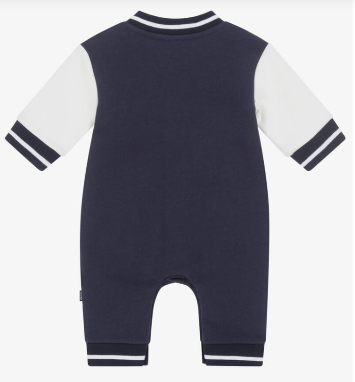HUGO BOSS Baby Boys Navy Blue Cotton Varsity Romper