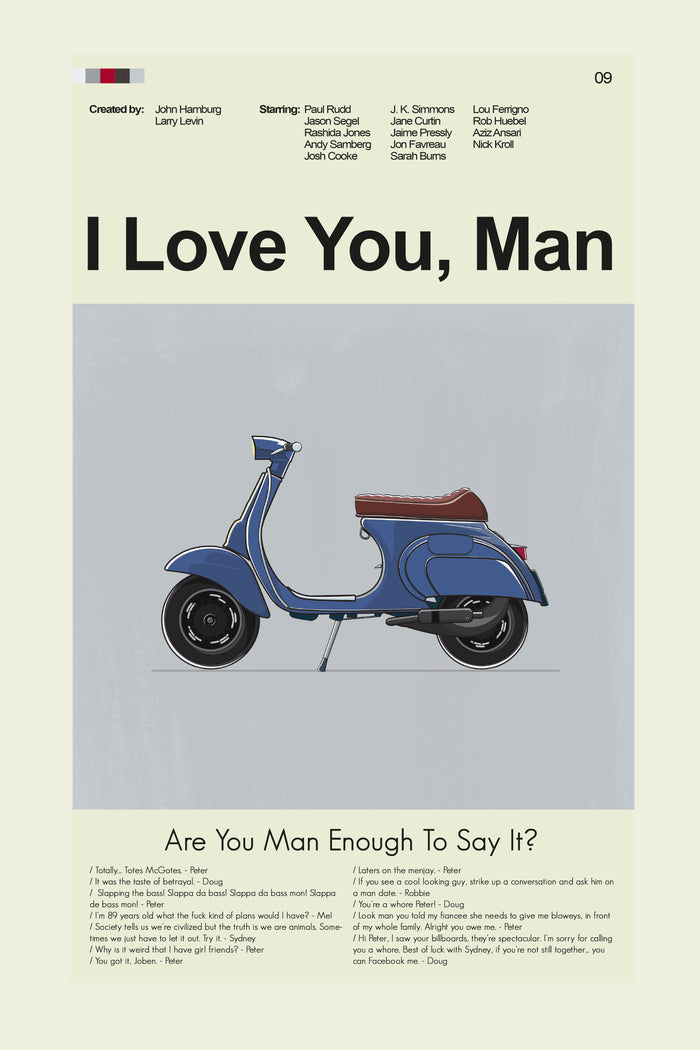 I Love You, Man Inspired Mid-Century Modern Print | 12"x18" or 18"x24" Print only