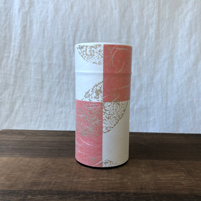Okumura Seikan: Green Tea in Tea Can, Washi Paper - Gold leaf crimson　讃香　朱
