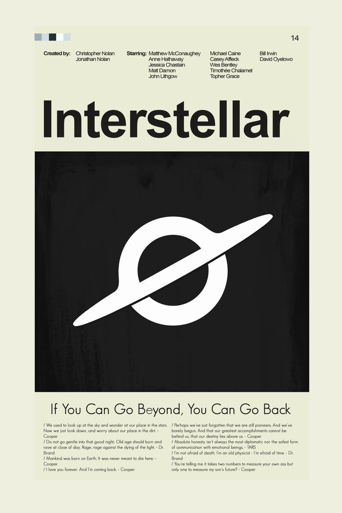 Interstellar Inspired Mid-Century Modern Print | 12"x18" or 18"x24" Print only