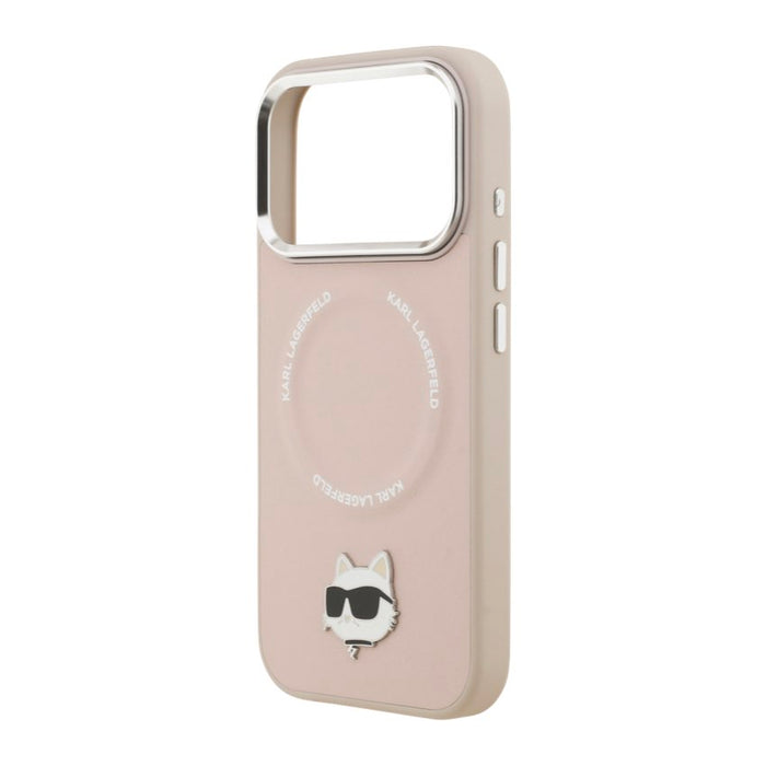 เคสกันกระแทก iPhone 17 Pro Karl Choupette Head PU MagSafe - Pink