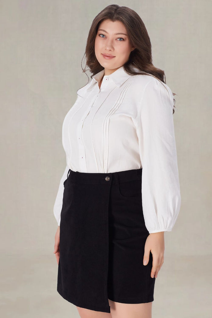 Irene White Ruffle Blouse Plus Size