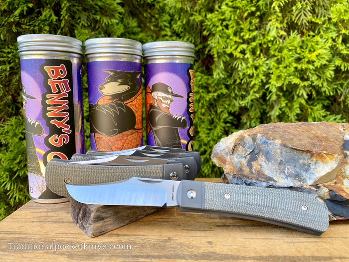 Jack Wolf Knives Benny's Clip OD Green Canvas Micarta