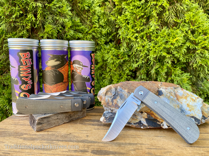 Jack Wolf Knives Benny's Clip OD Green Canvas Micarta