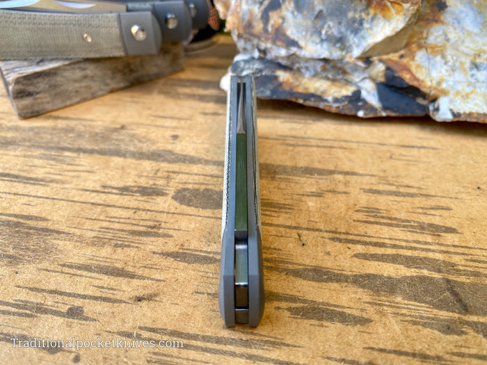 Jack Wolf Knives Benny's Clip OD Green Canvas Micarta