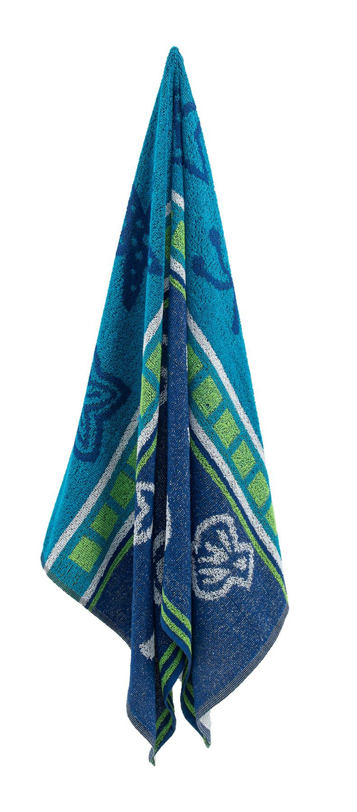 Jacquard Beach Towel 75 x 150cm - Starfish, Blue - Cotton Rich