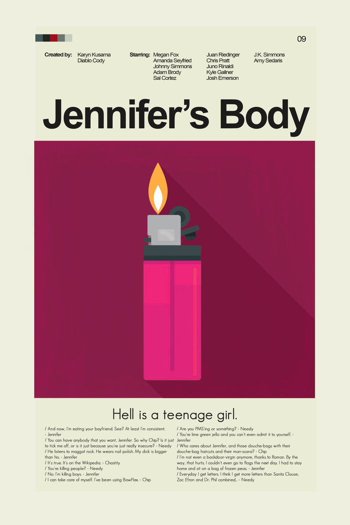 Jennifer's Body Inspired Mid-Century Modern Print | 12"x18" or 18"x24" Print only