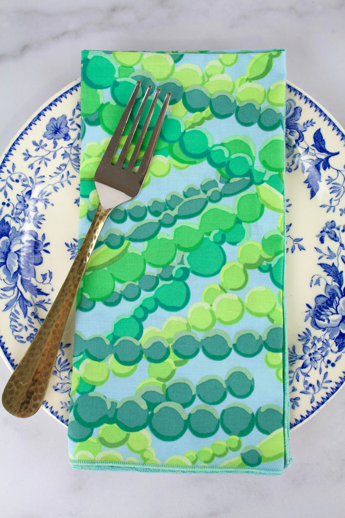 Jewel Box Napkins in Aqua (Set of 4)-The Blue Peony-Category_Napkins,Category_Table Linens,Color_Aqua,Color_Green,Color_Lime Green,Department_Kitchen,Material_Cotton