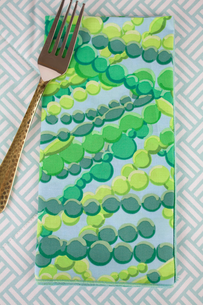 Jewel Box Napkins in Aqua (Set of 4)-The Blue Peony-Category_Napkins,Category_Table Linens,Color_Aqua,Color_Green,Color_Lime Green,Department_Kitchen,Material_Cotton
