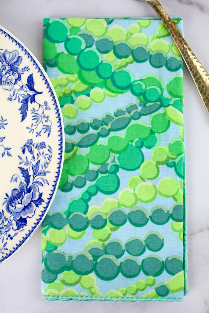 Jewel Box Napkins in Aqua (Set of 4)-The Blue Peony-Category_Napkins,Category_Table Linens,Color_Aqua,Color_Green,Color_Lime Green,Department_Kitchen,Material_Cotton