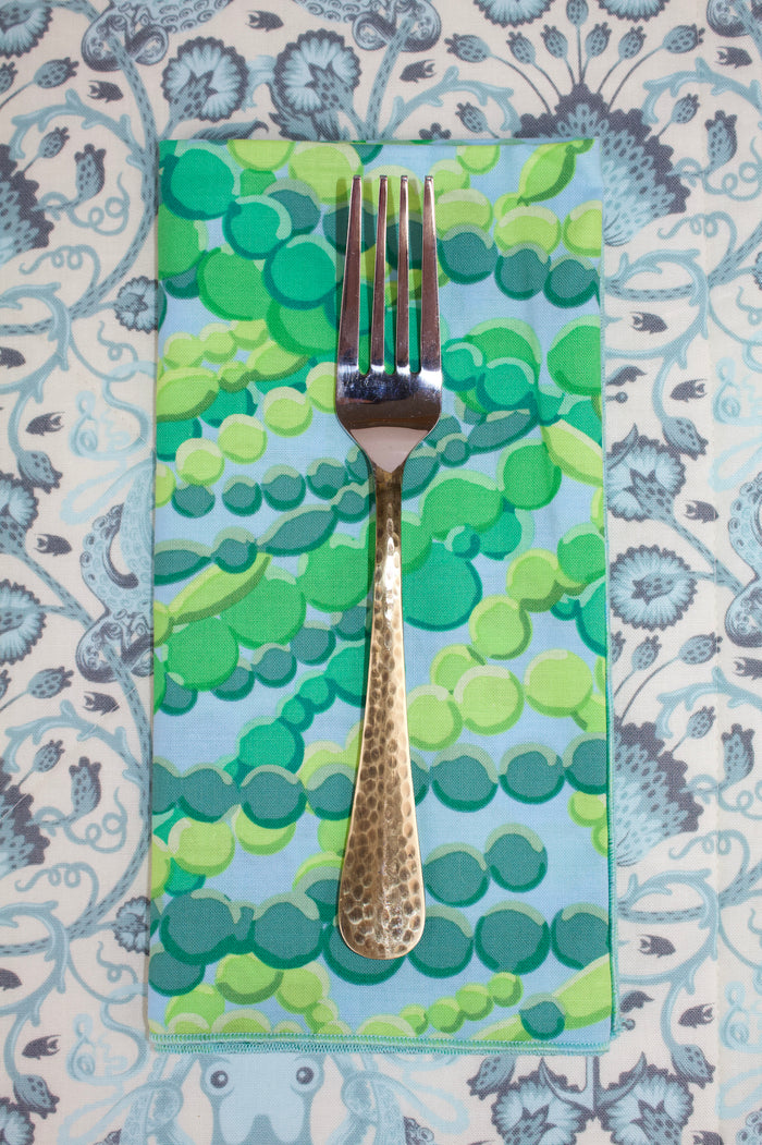 Jewel Box Napkins in Aqua (Set of 4)-The Blue Peony-Category_Napkins,Category_Table Linens,Color_Aqua,Color_Green,Color_Lime Green,Department_Kitchen,Material_Cotton