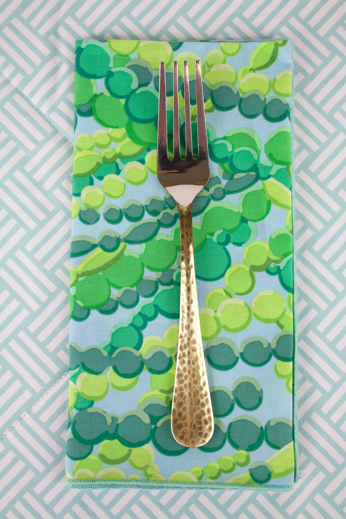 Jewel Box Napkins in Aqua (Set of 4)-The Blue Peony-Category_Napkins,Category_Table Linens,Color_Aqua,Color_Green,Color_Lime Green,Department_Kitchen,Material_Cotton
