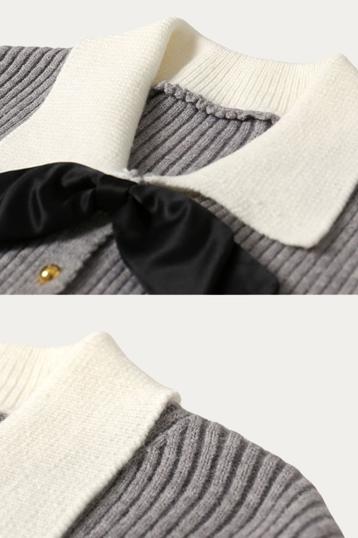 Juno Striped Knit Sweater with Bow