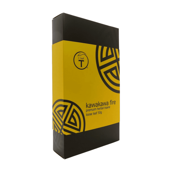 Kawakawa Fire Gift Box front view | tea gift New Zealand | t leaf T