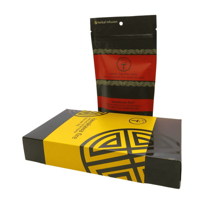 Kawakawa Fire Gift Box side view | tea gift New Zealand | t leaf T