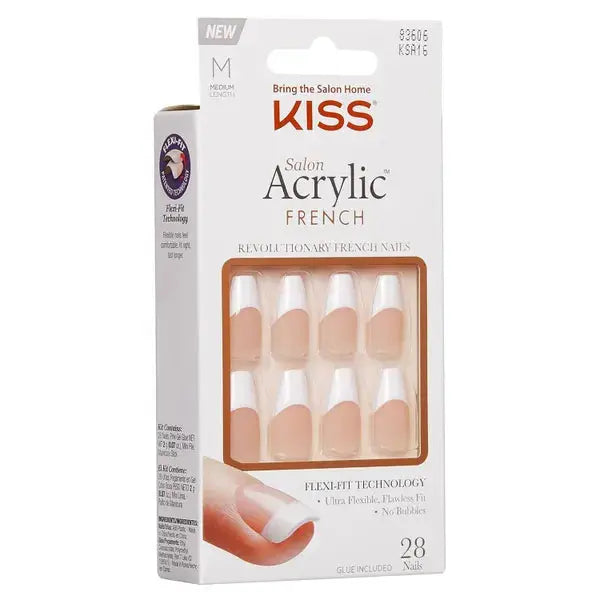 Kiss Salon Acrylic French Nails Medium Coffin KSA16C 29g KISS