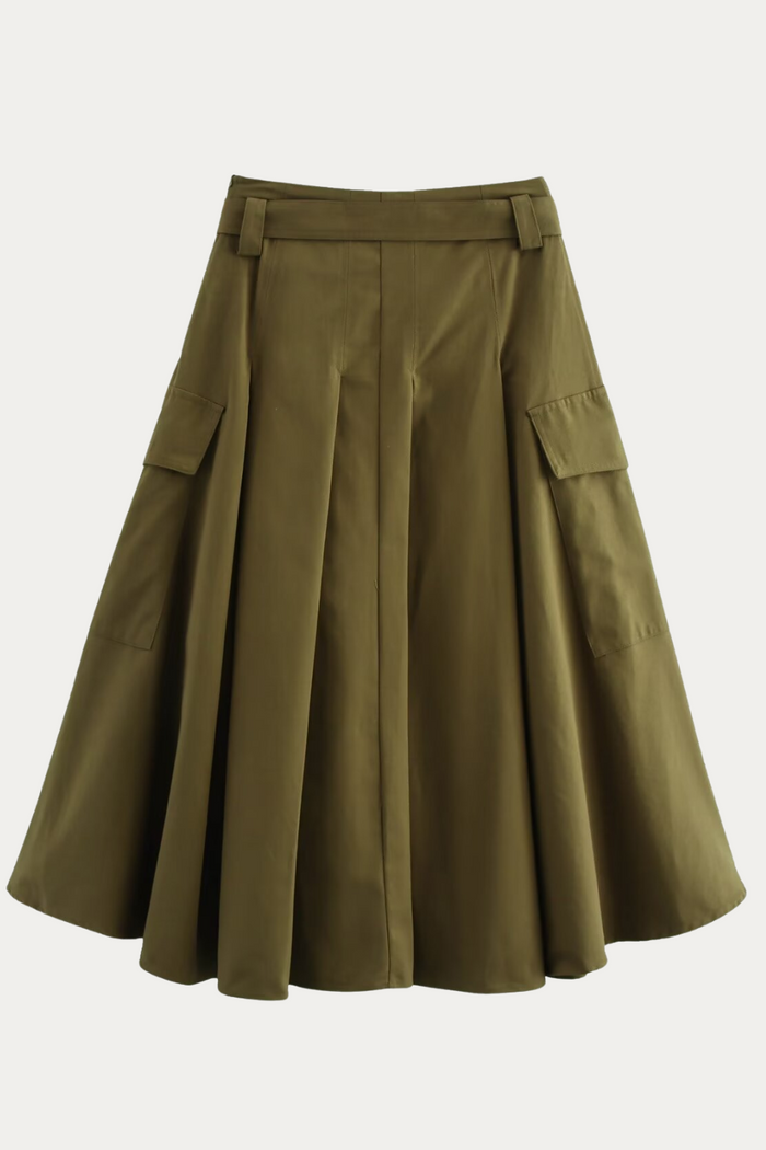 Kyle Olive Green Pleated Skirt