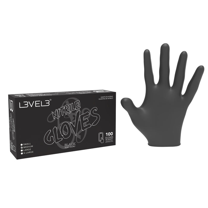 L3VEL3 ™ Nitrile Gloves 100 Pack - Black