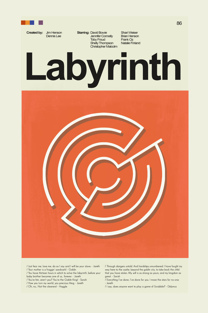 Labyrinth Inspired Mid-Century Modern Print | 12"x18" or 18"x24" Print only