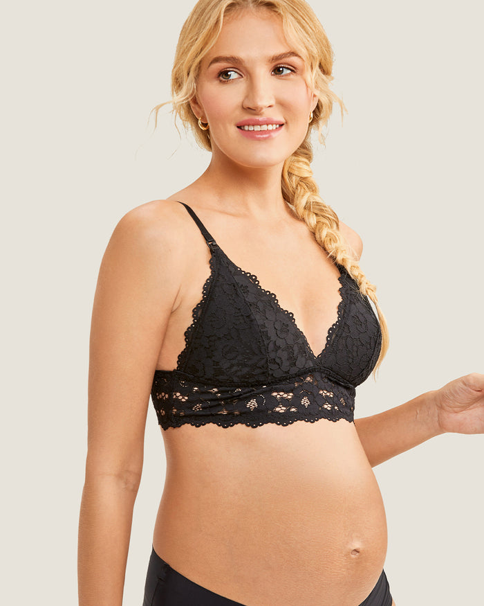 Women's Lace Nursing Bralette Black