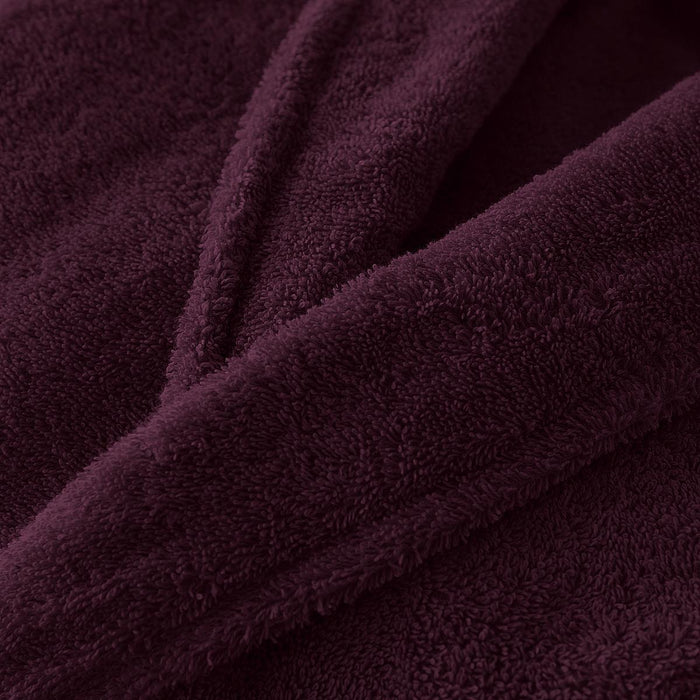 Ladies Aubergine Cotton Towelling Shawl Collar Bathrobe